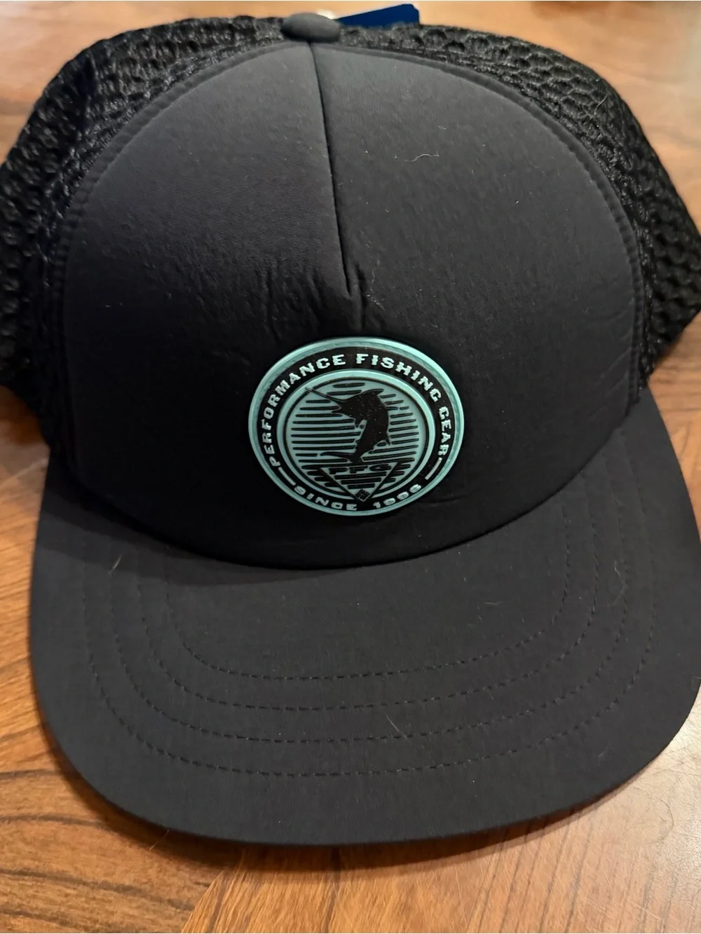 NEW Columbia PFG Black Trucker Hat with Mint Fishing Emblem